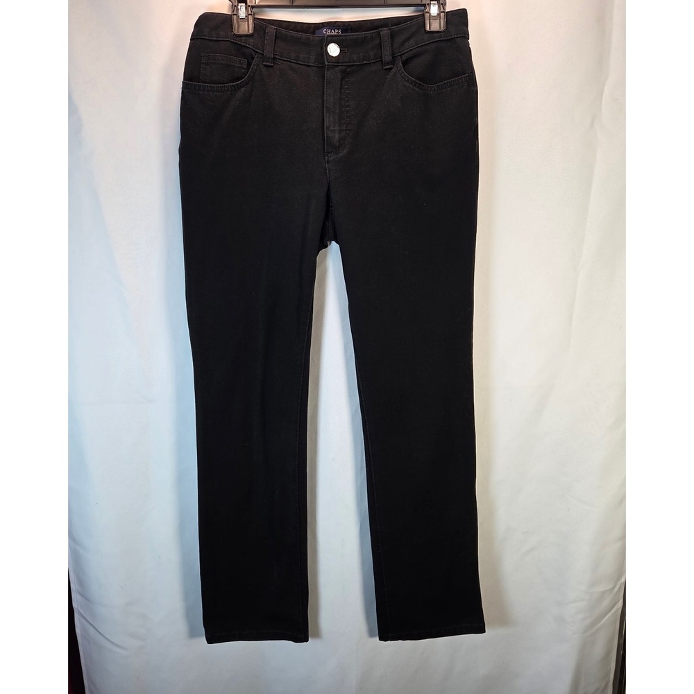 Chaps Jeans Womens 4 Black Stretch Straight Leg 5 Pocket Denim Casual Midrise